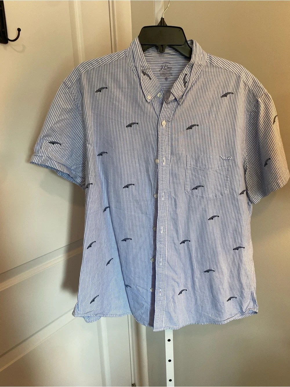 J.Crew Men’s XL Whale Embroidered Oxford Shirt